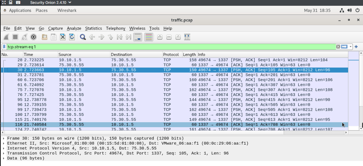 Wireshark suspicious outbound traffic evidence